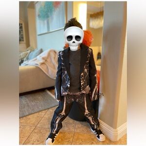 Skeleton Print Blazer & Pants Set- Halloween costume skeleton suit